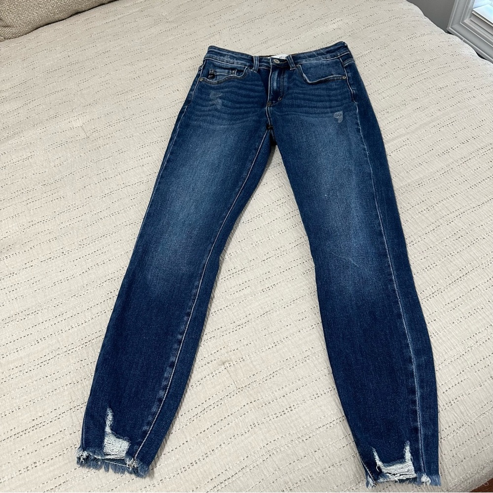 KanCan Dark Blue Distressed Ankle Jeans
